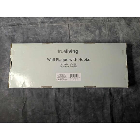 True Living "This Is Our Happy Place" Home Wall Plaque 4 Hooks Coat Rack Hats - Picture 4 of 6